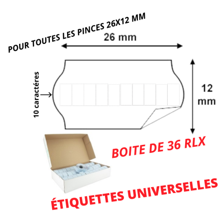 Étiquettes 26x12mm Blanches : Universelles ETIQUETEUSE 26X12 METO SATO