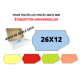 Étiquettes 26x12mm COULEURS Rouge Jaune Orange Vert Bleu Universelles