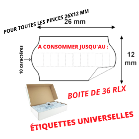 Étiquettes 26x12 mm A CONSOMMER JUSQU'AU METO SATO TOVEL Universelles