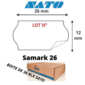 Samark 26 N° LOT  SATO 36 ROULEAUX ETIQUETTES 26x12  Pince étiqueteuse
