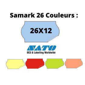 Rouleaux Étiquettes 26x12mm couleur Pince à étiqueter, dateur, Samark 26 SATO, S26