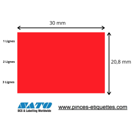 Étiquettes 3 LIGNES Couleurs Fluo ORANGE-ROUGE Étiqueteuse Sato PB 3-208