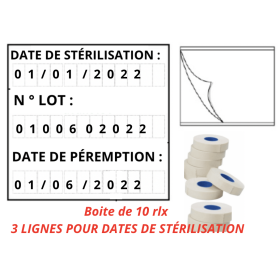 Etiquette pour Date de stérilisation Date de Péremption N° Lot