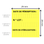 Etiquette couleur meto Date de stérilisation Date de Péremption N° Lot