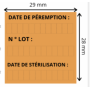 Etiquette couleur meto Date de stérilisation Date de Péremption N° Lot