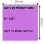 Etiquette couleur meto Date de stérilisation Date de Péremption N° Lot