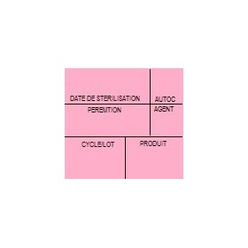 Etiquette de stérilisation double support rose 6 zones