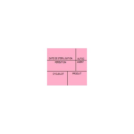 Etiquette de stérilisation double support rose 6 zones