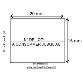 Étiquettes 1136 "N°LOT-A CONSOMMER JUSQU'AU" Etiqueteuse Avery Paxar .