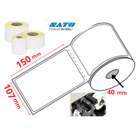 ETIQUETTE EN ROULEAUX VELIN BLANC 107X150 MM IMPRIMANTE TRANSFERT M 40