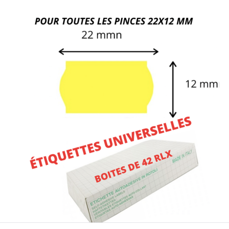 Étiquettes 22x12mm Fluo Jaune UNIVERSELLE METO SATO KENDO TOVEL
