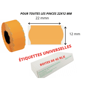 Étiquettes 22x12mm Fluo Orange UNIVERSELLE METO TOVEL PRINTEX COMPACT