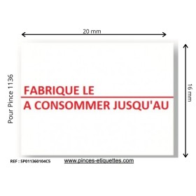 Étiquettes Etiqueteuse 1136 FABRIQUÉ LE - A CONSOMMER JUSQU'AU RESTO