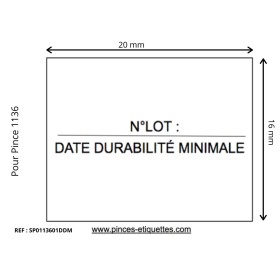 Étiquettes 1136 "N°LOT-DATE DURABILITÉ MINIMUM : " Etiqueteuse Avery