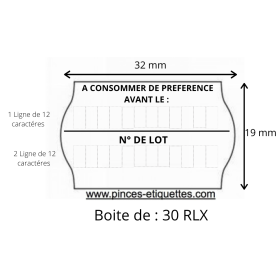 ÉTIQUETTES N° LOT Meto 32X19 mm A CONSOMMER DE PRÉFÉRENCE AVANT LE