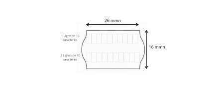 Les Etiquettes Format 26X16 mm , 2 lignes de 10 caractères permettent un double étiquetages.