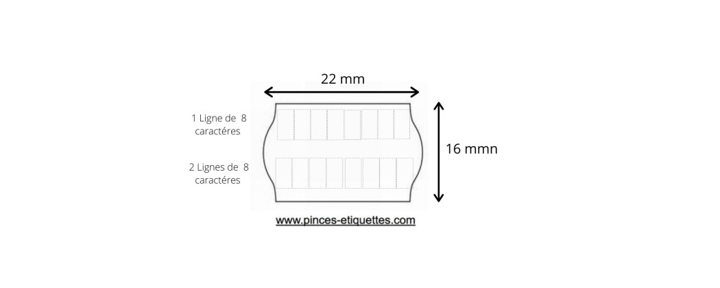 Les Etiquettes Format 22X16 mm , 2 lignes de 8 caractères permettent un double étiquetages.